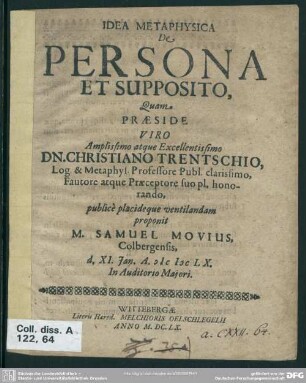 Idea metaphysica de persona et supposito