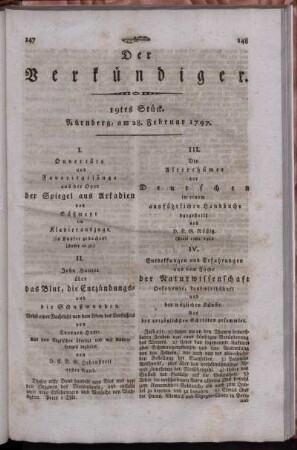 19tes Stück. Nürnberg, am 28. Februar 1797