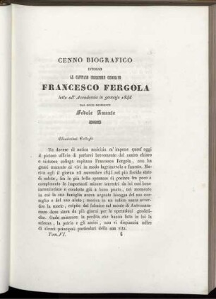 CENNO BIOGRAFICO INTORNO AL CAPITANO IMGNERE GEOGRAFO FRANCESCO FERGOLA