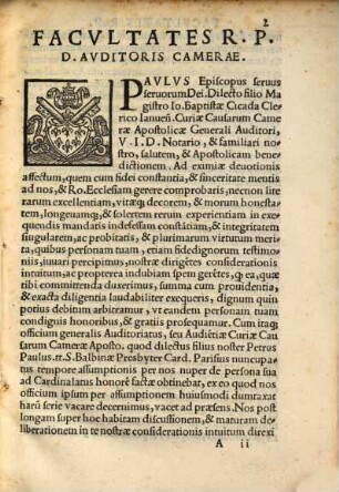 Facultates R. P. D. Auditoris Camerae