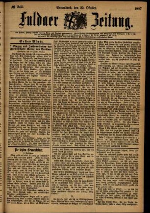 Ausgabe vom Samstag, den 22. Oktober 1887.