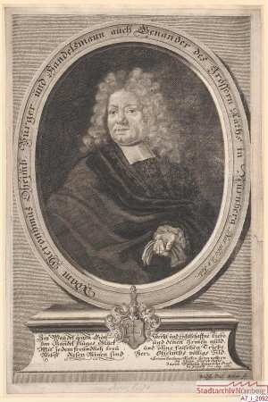 Adam Hieronymus Oheimb, Bürger, Handelsmann und Genannter in Nürnberg; geb. 5. Februar 1660