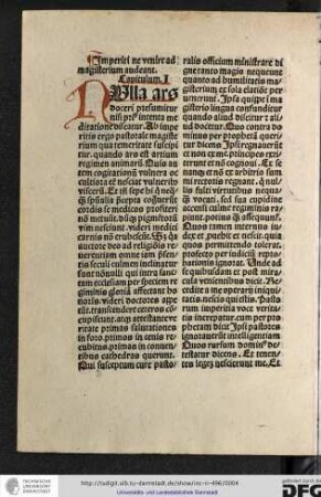Imperiti ne venire ad magisterium audeant, capitulum I.