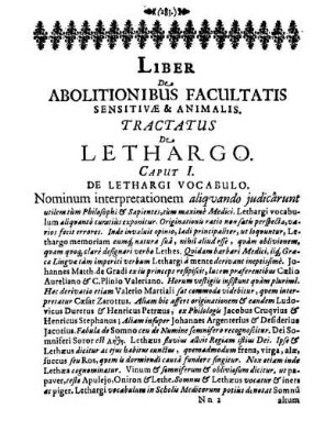 Caput I. De Lethargi Vocabulo.