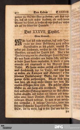 Das XXXVII. Capitel. Seine Demuth.