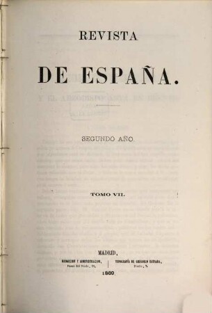 Revista de España. 7 = Año 2. 1869