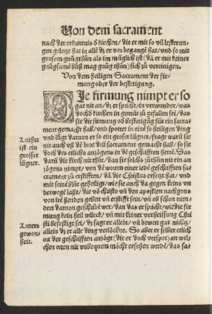 Von dem heiligen Sacrament der firmung oder der bestetigung.