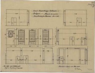 Fischer, Theodor; Stuttgart; Kunstausstellungsgebäude - Raum 50 u. 51 - Gesellschaftsräume (Teilansicht, Schnitte)