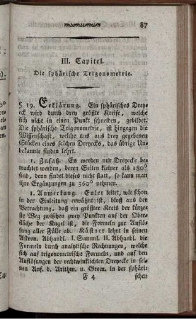 III. Capitel. Die sphärische Trigonometrie.