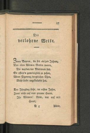 Die verlohrne Wette.