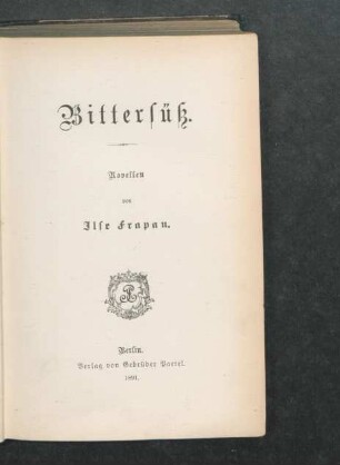 Bittersüß : Novellen