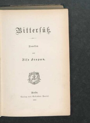 Bittersüß : Novellen