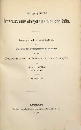 Petrographische Untersuchung einiger Gesteine der Rhön