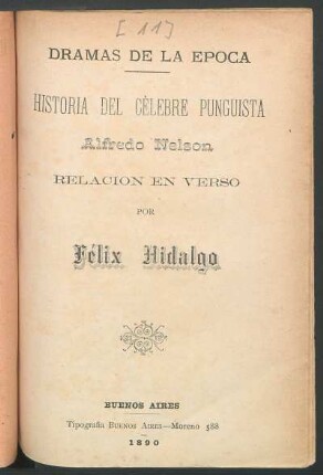 Historia del célebre punguista Alfredo Nelson : relación en verso