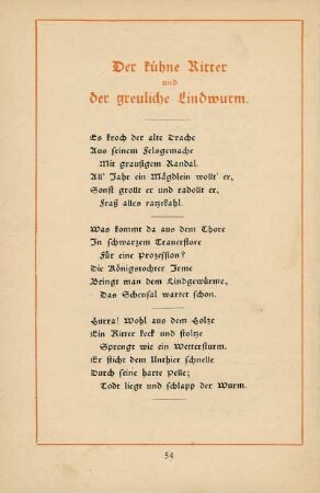 Der kühne Ritter und der greuliche Lindwurm.