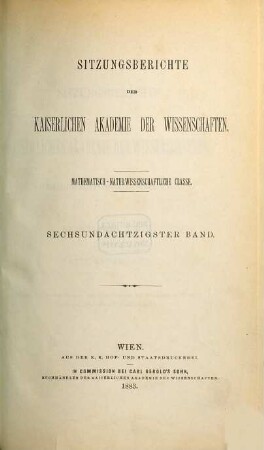 Sitzungsberichte. Abteilung I, Biologie, Mineralogie, Erdkunde. 86. 1882, Abt. 1