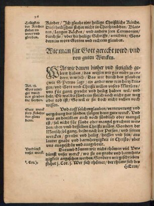 Wie man für Gott gerecht wird/ und von guten Wercken.
