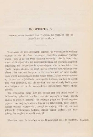 Hoofdstuk V. Verschillende soorten van Wajang, en verband met de Lakon's en de Gamelan