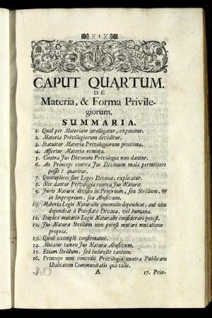 Caput Quartum. De Materia, & Forma Privilegiorum.