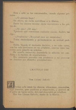 Capítulo VIII - Don Lázaro Salcedo