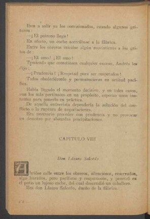 Capítulo VIII - Don Lázaro Salcedo