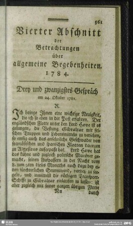 Drey und zwanzigstes Gespräch am 24. Oktober 1782