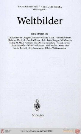 47: Heidelberger Jahrbücher: Weltbilder