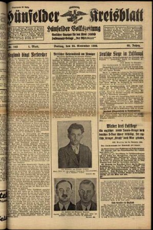 Erste Ausgabe vom Freitag, den 24. November 1939.