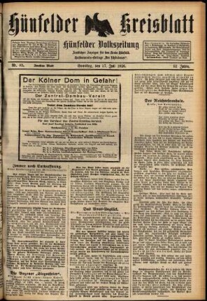 Zweite Ausgabe vom Samstag, den 17. Juli 1926.