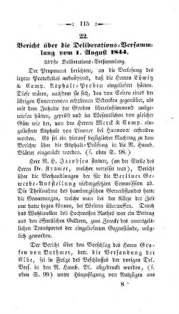 22. Bericht über die Deliberations-Versammlung vom 1. August 1844. : 357ste Deliberations-Versammlung.