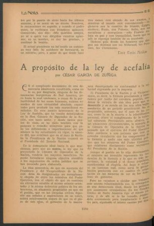 A propósito de la ley de acefalía