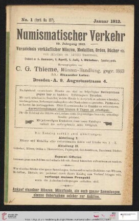 Numismatischer Verkehr: Verzeichnis verkäuflicher Münzen, Medaillen, Orden, Bücher etc.: Nr. 197-200