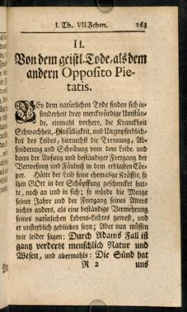 263-275, II. Von dem geistl. Tode, als dem andern Oppositio Pietatis.