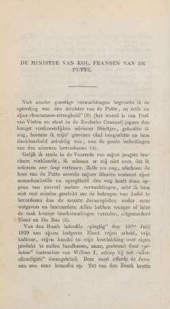 De minister van kol. Fransen van de Putte