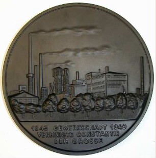 Kohlekeramikplakette "Gewerkschaft Vereinigte Constantin der Grosse 1849-1949"