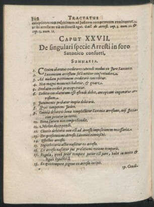 Caput XXVII. De singulari specie Arresti in foro Saxonico consueti