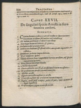 Caput XXVII. De singulari specie Arresti in foro Saxonico consueti
