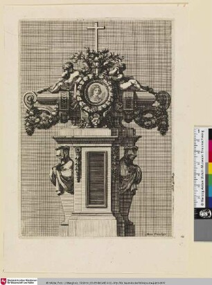 [Grabarchitektur mit dem Bildnis eines Mannes; Mausolée dont le sarcophage est orné, dans un médallon, du portrait d'un homme en costume du temps]