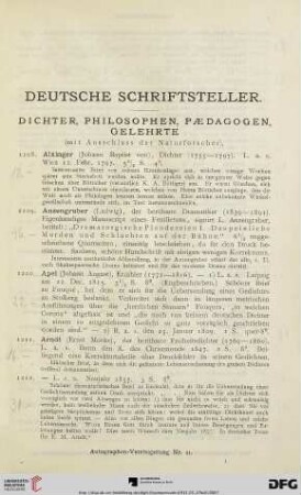 Deutsche Schriftsteller: Dichter, Philosophen. Pædagogen, Gelehrte (Nr. 1208-1464)
