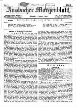 Ansbacher Morgenblatt. 1862,1/6 = Jg. 18