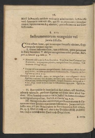 §. XVI. Instrumentorum recognitio vel iurata diffessio.