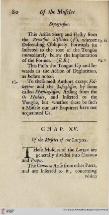 Chap. XV: Of the Muscles of the Larynx