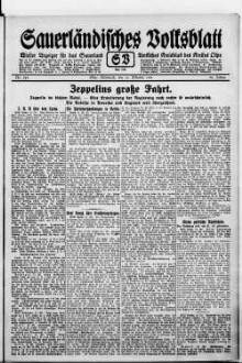 Sauerländisches Volksblatt : aeltester Anzeiger des Sauerlandes : ueber 100 Jahre Heimat- und Kreisblatt im Kreise Olpe : Tageszeitung für Politik, Unterhaltung und Belehrung