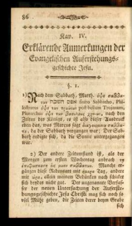 Kap. IV. Erklärende Anmerkungen der Evangelischen Auferstehungsgeschichte Jesu