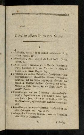 1-93, Libri in octavo & minori forma.