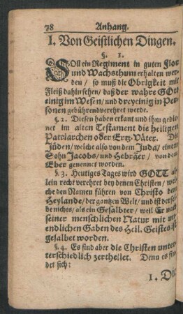I. Von Geistlichen Dingen.