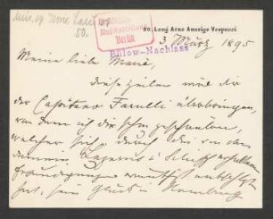 Briefkarte an Marie von Bülow : 03.03.1895