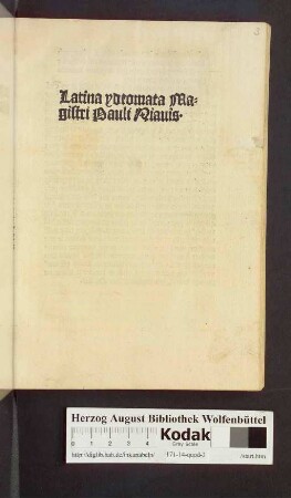 Latina ydeomata Magistri Pauli Niauis