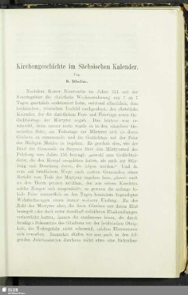 Kirchengeschichte im Sächsischen Kalender