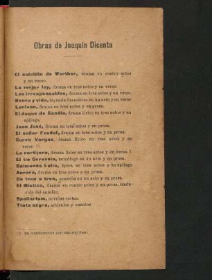 Obras de Joaquín Dicenta